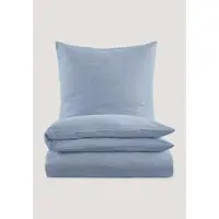Hessnatur Musselin Bettwäsche-Set in graublau | Gr.: 200 x 200 + 2 x 80 x 80 cm