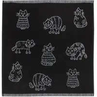 Kracht Küchen Textilien Katzenreihe Frottier Küchentuch 50x50 cm schwarz 3er Pack - schwarz