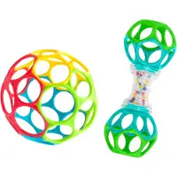 Oball Easy-Grasp Oball Bundle Geschenk-Set - Grasp the Day, Ball und Rasselspielzeug 2er-Pack, BPA-frei, Unisex, Newborn+