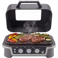 Kitchenbrothers Elektro-Grill und Räucherofen – Tischmodell für den Balkon – 90 °C bis 250 °C – 2600 W – Tischgrill – Mit Sichtfenster
