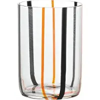 Zafferano Tirache -Glas aus zweifarbigem schwarz-orangefarbenem Borosilikatglas, Schachtel mit 6 Stück
