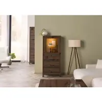 MASSIVMOEBEL24.DE Vitrine Kernbuche 65x40x148 tabacco braun geölt VILLANDERS #203