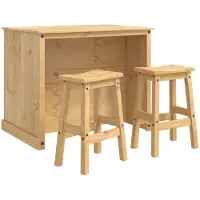 Syfax Kücheninsel Set mit Regal 3 pcs Honigwachs Massiv-Kiefer