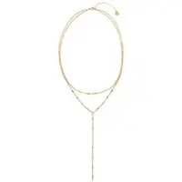 Hey Happiness Vergold. Halskette Edestahl Y-Kette Zweireihig in Gold | Gr.: onesize