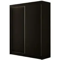 ALTDECOR Kleiderschrank mit furnierten Schiebetüren, kugelgelagerte Führungsschienen und Aluminium-Leisten 150 cm Schwarz