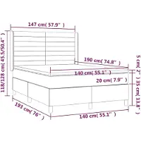 vidaXL Boxspringbett mit Matratze Dunkelblau 140x190 cm Samt