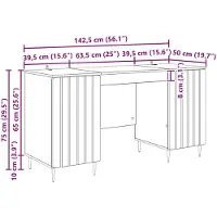 vidaXL Schreibtisch Graues Sonoma 142,5 x 50 x 75 cm Holzwerkstoff