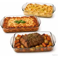 MamboCat Borcam 3er Set Brat- & Backform 1,3L 1,95L 2,75L rechteckig Glas Auflaufformen