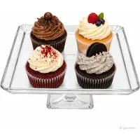 MamboCat Maddy Tortenplatte auf Fuß Glas quadratisch 24x24 cm Servierplatte Kuchen