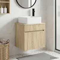 vidaXL Möbel Wandmontierte Waschbecken-Vanität Sonoma-Eiche 49 x 41 x 63 cm - Badspiegel CC3080