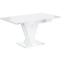 ALTDECOR Esstisch ausziehbar, ideal als Küchentisch, Esszimmertisch - oder Wohnzimmertisch, solide Konstruktion aus Möbelplatte, 120 -160x80x75 cm - Hochglanz Weiß - ASIV