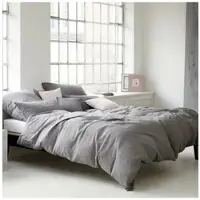 Elegante Halbleinen Bettwäsche Breezee dunkelgrau Kissenbezug einzeln 80x80 cm