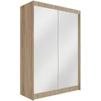 ALTDECOR Kleiderschrank mit Spiegel und Schiebetüren, kugelgelagerte Führungsschienen und Aluminium-Leisten 150 cm Sonoma Eiche
