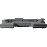 ALTDECOR Ecksofa in U-Form mit Schlaffunktion und Bettkasten GUSA-U - 342x202x107 cm Duneklgrau - Corner Sofa Bett Eckcouch Couch L-Form Schlafcouch Ausziehbar Wohnlandschaft Schlafsofa Cauchsofa