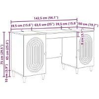 vidaXL Schreibtisch Graues Sonoma 142,5 x 50 x 75 cm Holzwerkstoff