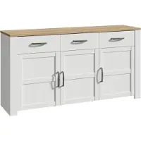 Die Möbelfundgrube Sideboard mit 3 Schubladen Lärche weiß - Eiche - 166 cm - BOHOL