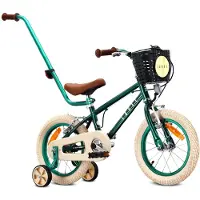 Sun baby Kinderfahrrad 14 Zoll für Jungen, Lenker, Stützräder, Korb, V-Bremse, LOVEL grün
