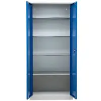 Proregal Stahlschrank BEE mit 7 lackierten Fachböden | HxBxT 195x92x50cm | Weiß-Blau | Werkstattschrank Werkzeugschrank Aktenschrank Universalschrank