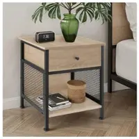 TecTake Nachttisch Killarney Industrial Style Holz und Stahl 46 x 45 x 55 50 cm Industrial Holz Hell Eiche Sonoma