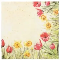 Papstar Servietten, 3-lagig 1/4-Falz 40 cm x 40 cm "Tulips & Daffodils", 8 x 50 Stück 400 Stück