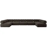 ALTDECOR Modulares Sofa Ecksofa in U-Form - Garvo-U3 - 475x190x70 cm Braun Corner modular Sofa Eckcouch Couch Wohnlandschaft Cauchsofa Polstersofa