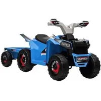 HOMCOM KINDERQUAD Kinder Elektro-Quad 6V Elektroauto mit Anhänger, 2,5 km/h Metall Blau