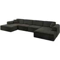 ALTDECOR Ecksofa in U-Form IREA-U2-v3 386x165x77 cm Schwarz Corner Sofa Bett Eckcouch Couch L-Form Wohnlandschaft Cauchsofa