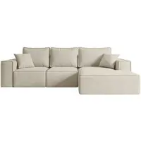 ALTDECOR Ecksofa mit Schlaffunktion und Bettkasten SERRA-L-S - 266x161x87 cm Beige - Corner Sofa Bett Eckcouch Couch L-Form Schlafcouch Ausziehbar Wohnlandschaft Schlafsofa Cauchsofa