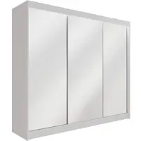 ALTDECOR Kleiderschrank mit Spiegel und Schiebetüren, kugelgelagerte Führungsschienen und Aluminium-Leisten, LED-Beleuchtung (weiß + 16 Farben) und Fernbedienung 250 cm Weiß