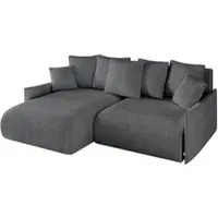 ALTDECOR Ecksofa mit Schlaffunktion und Bettkasten ONESK-L-v1 216x177x72 cm Dunkelgrau - Corner Sofa Eckcouch Couch L-Form angeordnet Schlafcouch Ausziehbar Wohnlandschaft