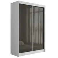 ALTDECOR Kleiderschrank mit Lacobel-Schiebetüren, kugelgelagerte Führungsschienen und Aluminium-Leisten - PEKA - 120 cm Weiß / Grau