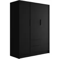 ALTDECOR Kleiderschrank mit Flügeltüren, Garderobenschrank mit viel Stauraum, Vielseitiger Drehtürenschrank, Schrank KOLIN 150x200 cm Schwarz