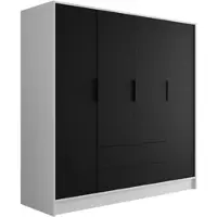 ALTDECOR Kleiderschrank mit Flügeltüren, Garderobenschrank mit viel Stauraum, Vielseitiger Drehtürenschrank, Schrank KOLIN 200x200 cm Weiß Schwarz