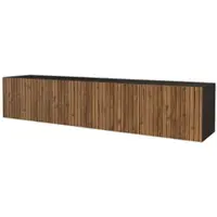 ALTDECOR TV-Schrank KITO-W mit Gefrästen Fronten 2x100x40x40 Lowboard hängend, TV Möbel, TV Cabinet, Fernsehtisch, Fernsehschrank, TV Kommode, TV Tisch, TV Sideboard, TV Board - Schwarz / Katania