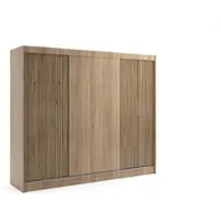 ALTDECOR Kleiderschrank mit Lamel-Schiebetüren, kugelgelagerte Führungsschienen und Aluminium-Leisten, LED-Beleuchtung und Fernbedienung - VILO - 250 cm - Sonoma Eiche/Sonoma Eiche/Lamelle Eiche Wotan