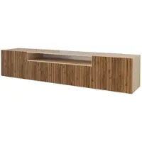 ALTDECOR TV-Schrank KITO-W mit Gefrästen Fronten 200x40x41 Lowboard hängend, TV Möbel, TV Cabinet, Fernsehtisch, Fernsehschrank, TV Kommode, TV Tisch, TV Sideboard, TV Board - Artisan / Katania