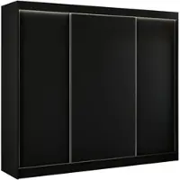 ALTDECOR Kleiderschrank mit furnierten Schiebetüren, kugelgelagerte Führungsschienen und Aluminium-Leisten, LED-Beleuchtung (weiß + 16 Farben) und Fernbedienung 250 cm Schwarz