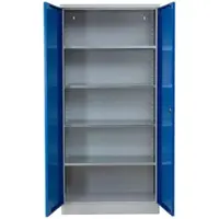 Proregal Stahlschrank BEE mit 8 lackierten Fachböden | HxBxT 195x92x50cm | Grau-Blau | Werkstattschrank Werkzeugschrank Aktenschrank Universalschrank