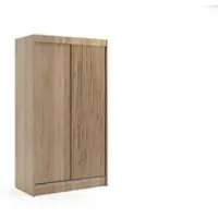 ALTDECOR Kleiderschrank mit Lamel-Schiebetüren, kugelgelagerte Führungsschienen und Aluminium-Leisten - VILO - 120 cm - Sonoma Eiche/Sonoma Eiche/Lamelle Eiche Wotan