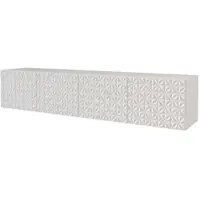 ALTDECOR TV-Schrank VIRA-W mit Gefrästen Fronten 2x100x40x40 Lowboard hängend, TV Möbel, TV Cabinet, Fernsehtisch, Fernsehschrank, TV Kommode, TV Tisch, TV Sideboard, TV Board - Weiß