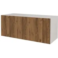 ALTDECOR TV-Schrank NOA-2-W mit Gefrästen Fronten 100x40x40 Lowboard hängend, TV Möbel, TV Cabinet, Fernsehtisch, Fernsehschrank, TV Kommode, TV Tisch, TV Sideboard, TV Board - Weiß / Katania
