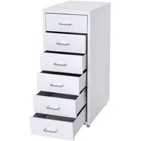Proregal Rollcontainer Housten | HxBxT 69x28x41cm | 6 Schubladen | Weiß | Schubladenschrank Stahlschrank