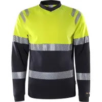Fristads Flamestat High Vis Langarm-T-Shirt Kl. 1 7107 TFL 133268 - warnschutz-gelb/marine - XL