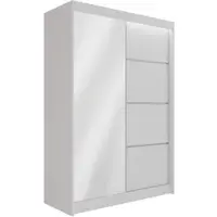 ALTDECOR Kleiderschrank mit Spiegel und Schiebetüren, kugelgelagerte Führungsschienen und Aluminium-Leisten, LED-Beleuchtung (weiß + 16 Farben) und Fernbedienung - PAOKI - 120 cm Weiß