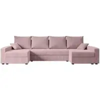 ALTDECOR Ecksofa mit Schlaffunktion und Bettkasten Corner Sofa Eckcouch Couch U-Form universal, links/rechts angeordnet Schlafcouch Ausziehbar Wohnlandschaft ALESIA-U - 301x140x90cm Rosa