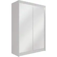 ALTDECOR Kleiderschrank mit Spiegel und Schiebetüren, kugelgelagerte Führungsschienen und Aluminium-Leisten, LED-Beleuchtung (weiß + 16 Farben) und Fernbedienung 120 cm Weiß