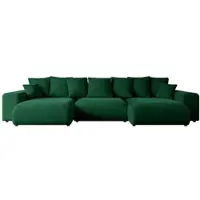 ALTDECOR Ecksofa mit Schlaffunktion und Bettkasten Corner Sofa Eckcouch Couch U-Form universal, links/rechts angeordnet Schlafcouch Ausziehbar Wohnlandschaft ESKAR-U -364x176x72 cm Grün