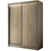 ALTDECOR Kleiderschrank mit furnierten Schiebetüren, kugelgelagerte Führungsschienen und Aluminium-Leisten 150 cm Sonoma Eiche