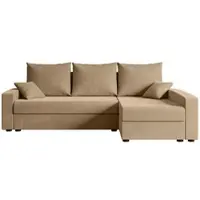 ALTDECOR Ecksofa mit Schlaffunktion und Bettkasten Corner Sofa Bett Eckcouch Couch L-Form Schlafcouch Ausziehbar Wohnlandschaft Schlafsofa Cauchsofa ALESIA-L -231x140x90 cm Beige