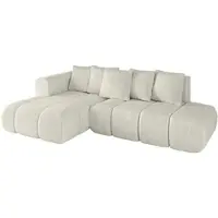 ALTDECOR Ecksofa mit Schlaffunktion und Bettkasten CLOUD-L-v1 280x185x90 Cremeweiß - Corner Sofa Bett Eckcouch Couch L-Form Schlafcouch Ausziehbar Wohnlandschaft Schlafsofa Cauchsofa